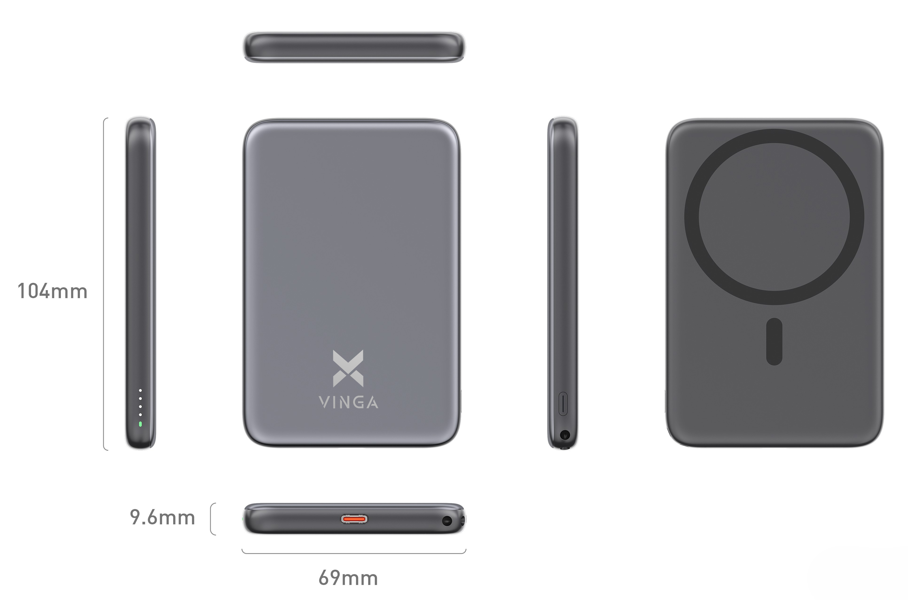 Батарея універсальна Vinga 5000 mAh 20W/15W Wireless (VPBB520WL)