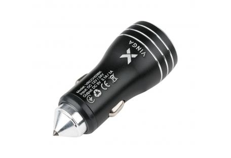Зарядний пристрій Vinga Dual USB Car Charger aluminium black (VRCCH03BK)