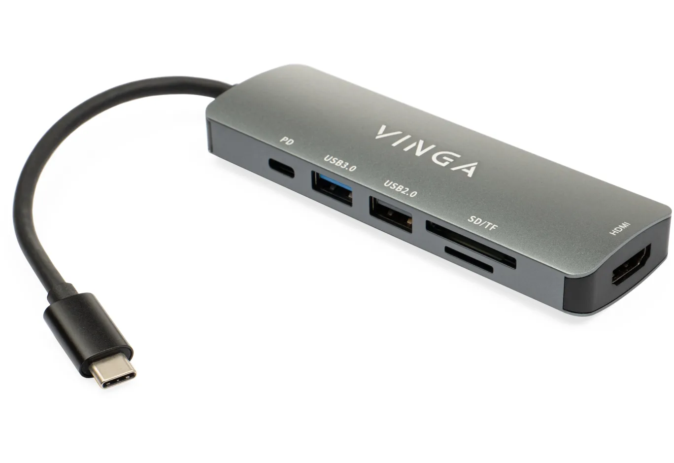 Hub Vinga USB Type-C 3.1 to HDMI+USB3.0+USB 2.0+SD/microSD+PD 6in1 (VHC6)