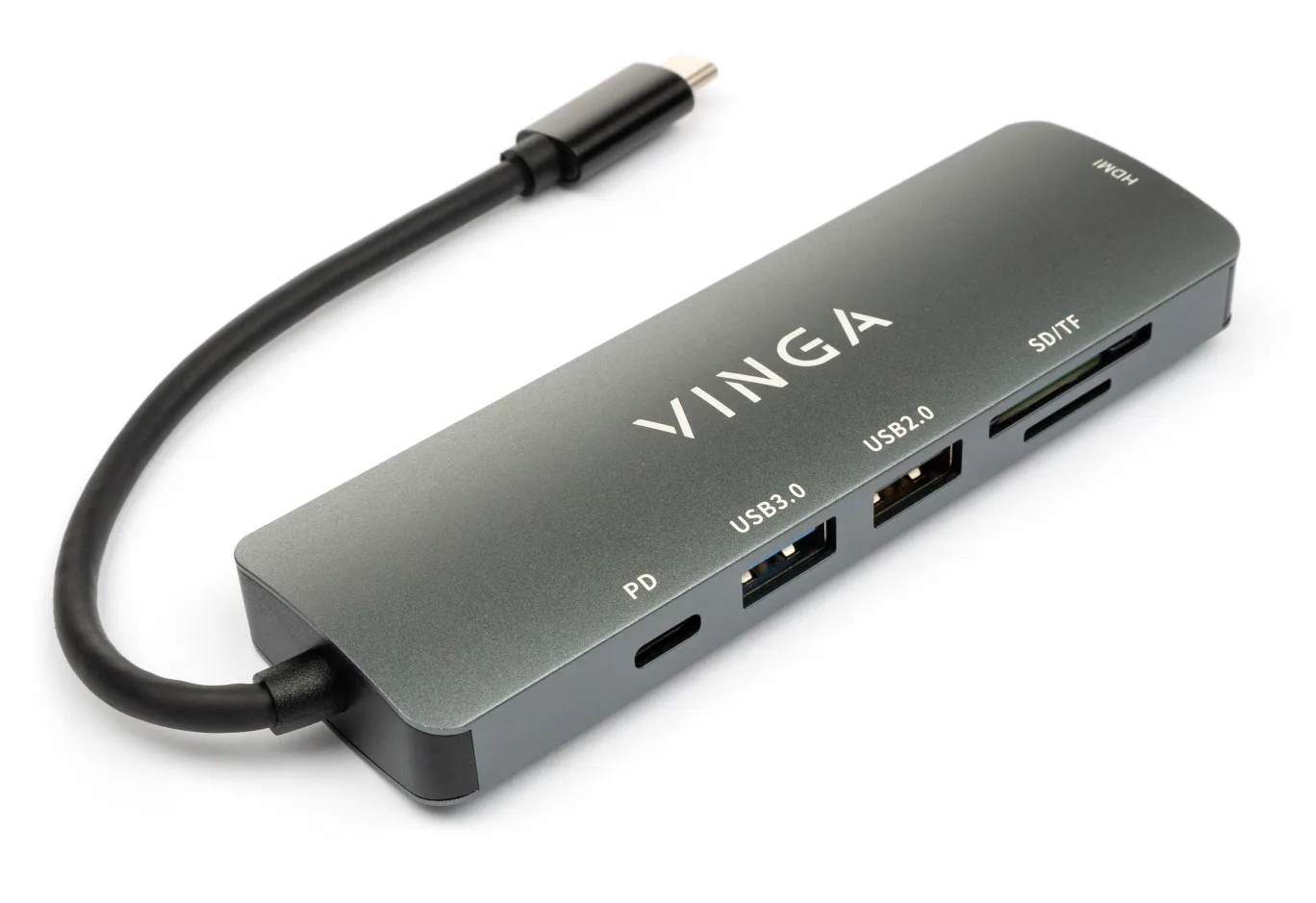Hub Vinga USB Type-C 3.1 to HDMI+USB3.0+USB 2.0+SD/microSD+PD 6in1 (VHC6)