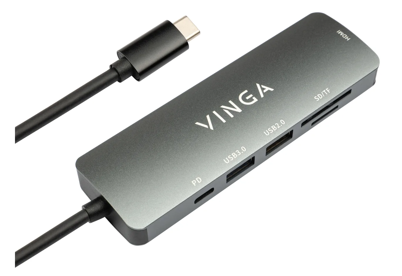 Hub Vinga USB Type-C 3.1 to HDMI+USB3.0+USB 2.0+SD/microSD+PD 6in1 (VHC6)
