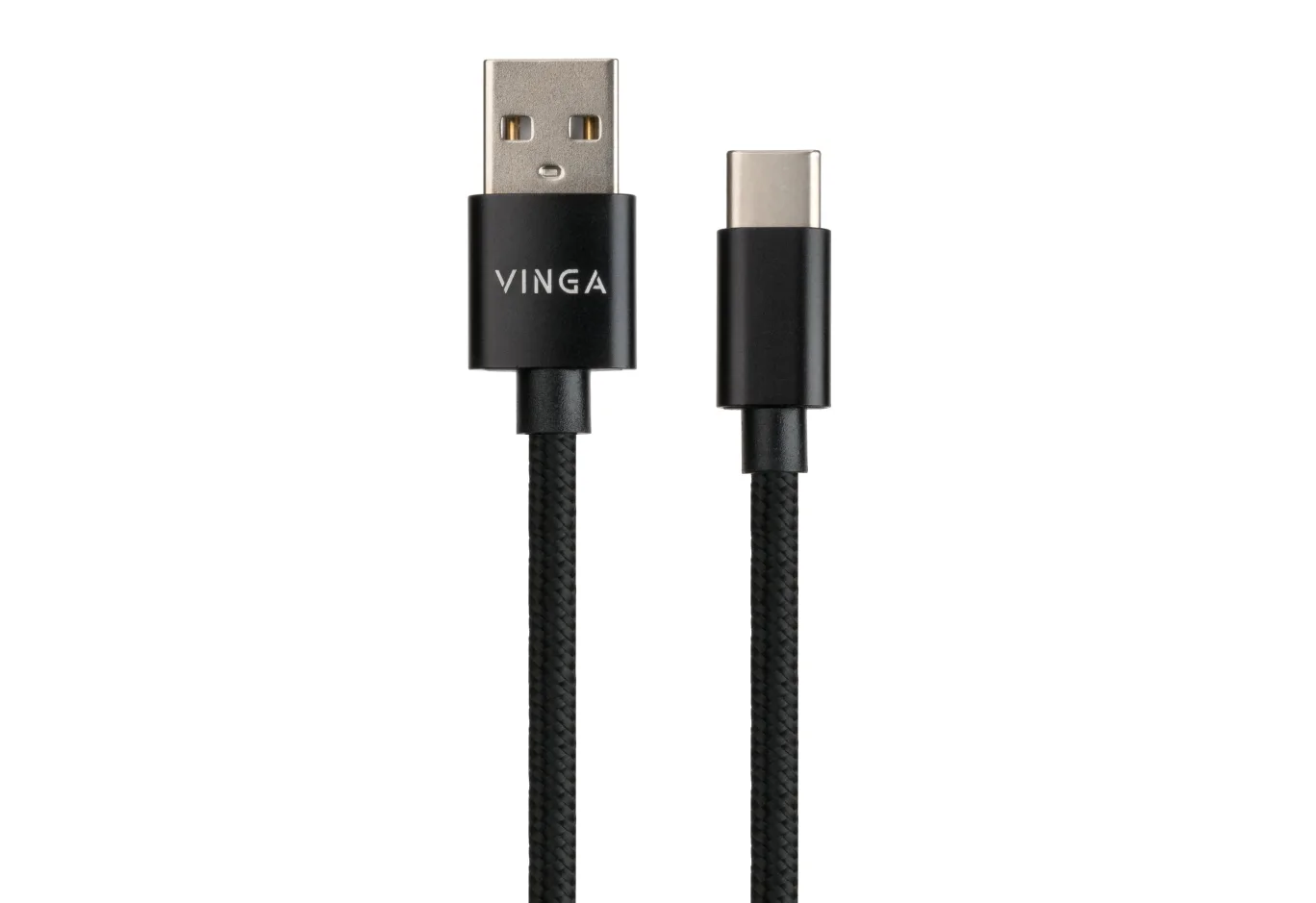 Дата кабель USB 2.0 AM to USB-C 1.0m nylon black Vinga (VCPDCTCNB1BK)