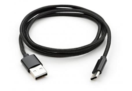 Дата кабель USB 2.0 AM to USB-C 1.0m nylon black Vinga (VCPDCTCNB1BK)