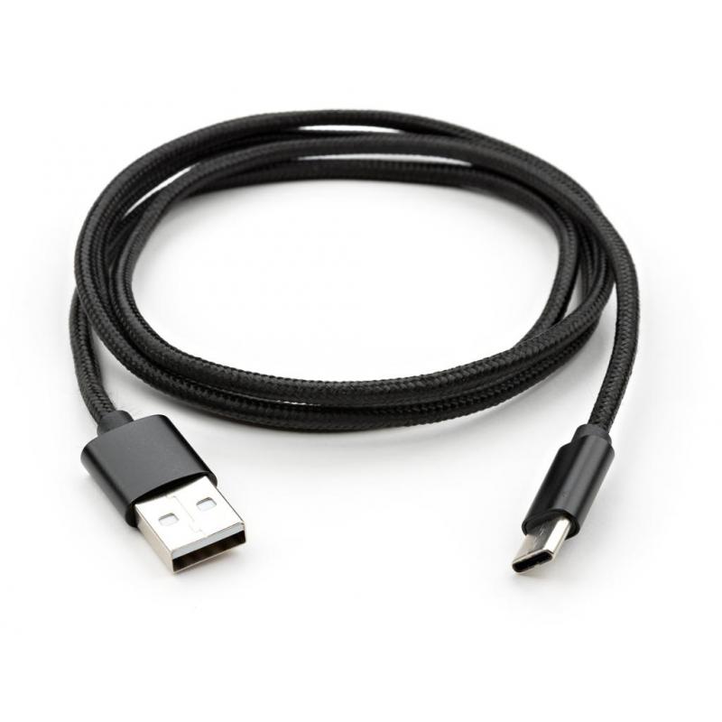 Дата кабель USB 2.0 AM to USB-C 1.0m nylon black Vinga (VCPDCTCNB1BK)