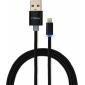 Дата кабель USB 2.0 AM to Lightning 1m LED black Vinga (VCPDCLLED1BK)