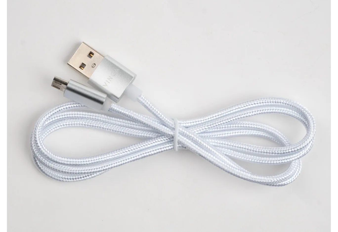 Data cable USB 2.0 AM to Micro 5P 1m LED silver Vinga (VCPDCMLED1S)