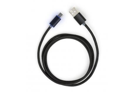 Дата кабель USB 2.0 AM to USB-C 1.0m LED black Vinga (VCPDCTCLED1BK)