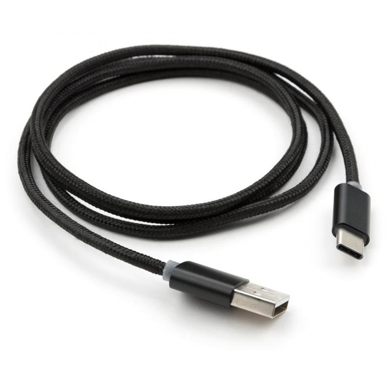 Дата кабель USB 2.0 AM to USB-C 1.0m LED black Vinga (VCPDCTCLED1BK)