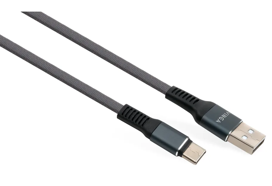 Дата кабель USB 2.0 AM to USB-C 1.0m flat nylon gray Vinga (VCPDCTCFNB1GR)