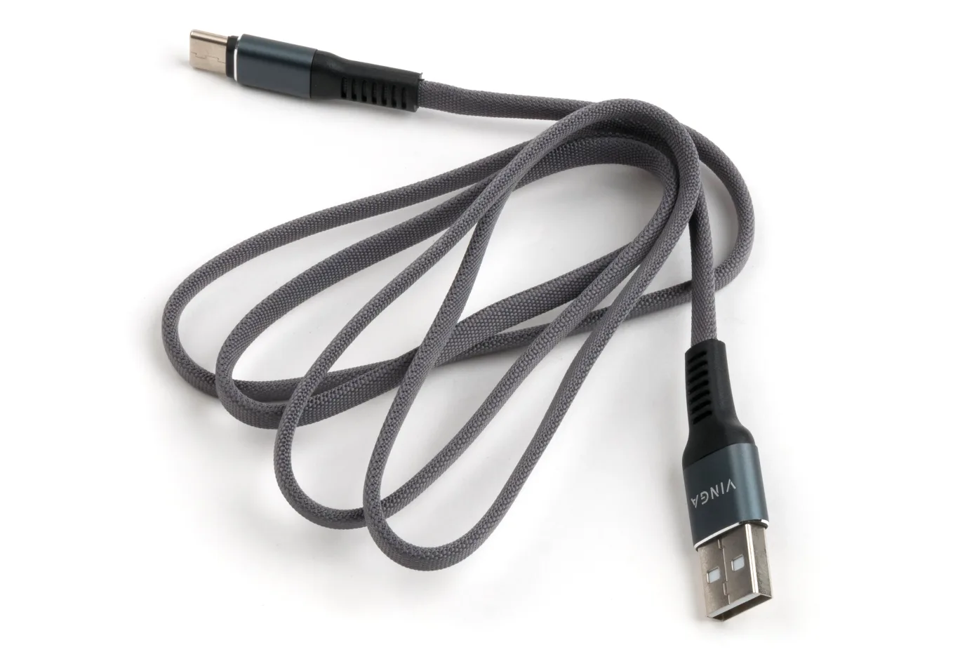 Дата кабель USB 2.0 AM to USB-C 1.0m flat nylon gray Vinga (VCPDCTCFNB1GR)