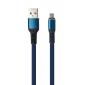 Дата кабель USB 2.0 AM to Micro 5P 1m flat nylon blue Vinga (VCPDCMFNB1B)