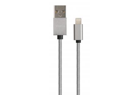 Дата кабель USB 2.0 AM to Lightning 1m stainless steel silver Vinga (VCPDCLSSJ1S)