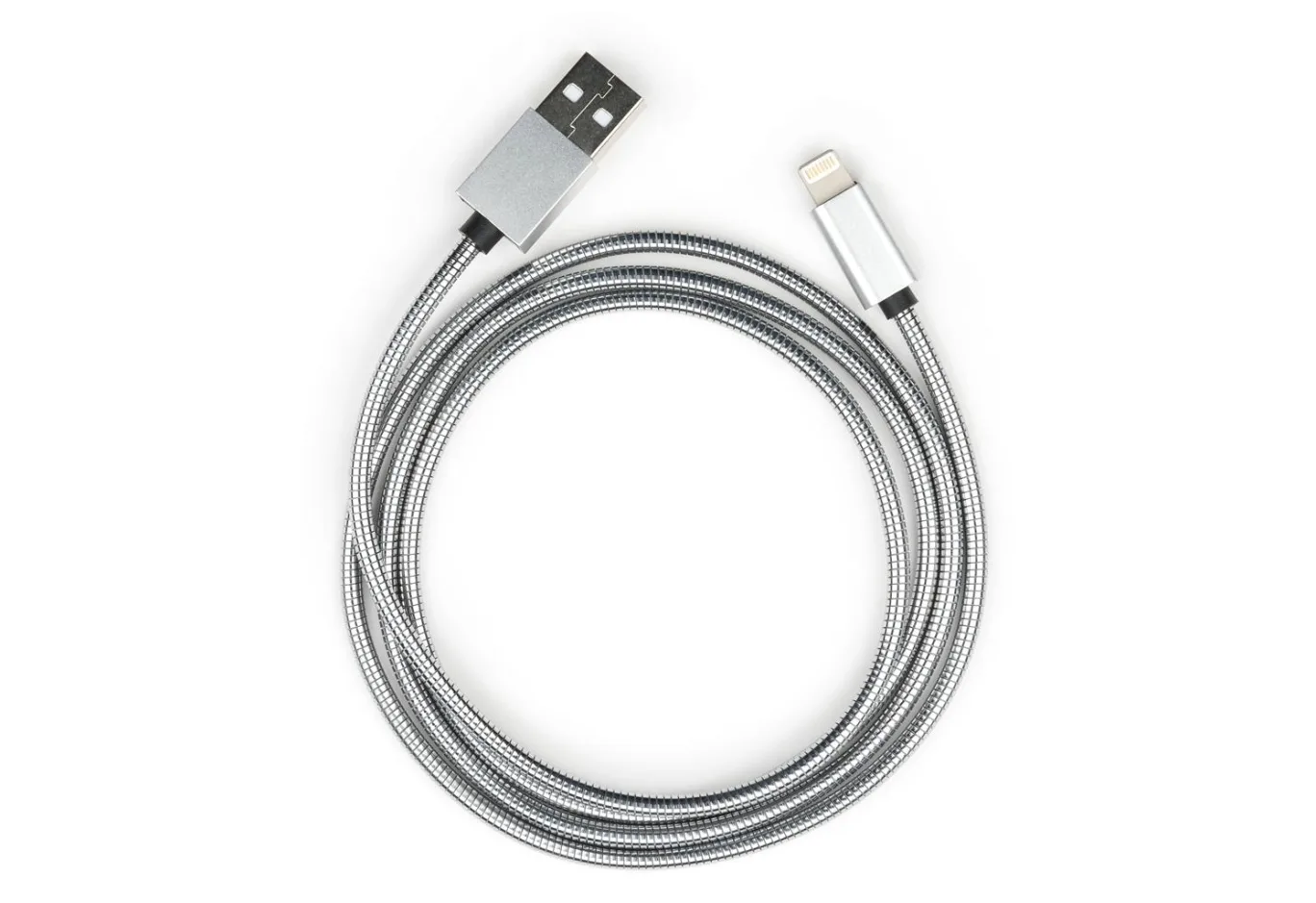 Data cable USB 2.0 AM to Lightning 1m stainless steel silver Vinga (VCPDCLSSJ1S)
