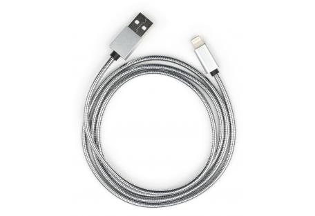 Дата кабель USB 2.0 AM to Lightning 1m stainless steel silver Vinga (VCPDCLSSJ1S)