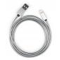 Дата кабель USB 2.0 AM to Lightning 1m stainless steel silver Vinga (VCPDCLSSJ1S)
