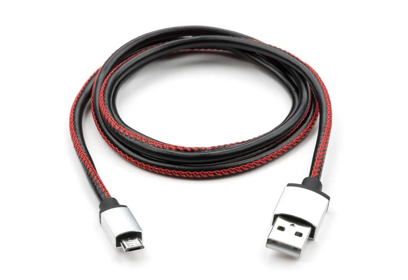 Data cable USB 2.0 AM to Micro 5P 1m pu leather black Vinga (VCPDCMLS1BK)