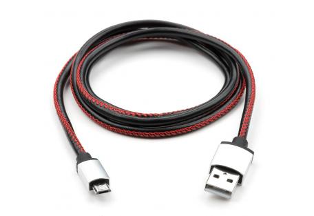 Дата кабель USB 2.0 AM to Micro 5P 1m pu leather black Vinga (VCPDCMLS1BK)