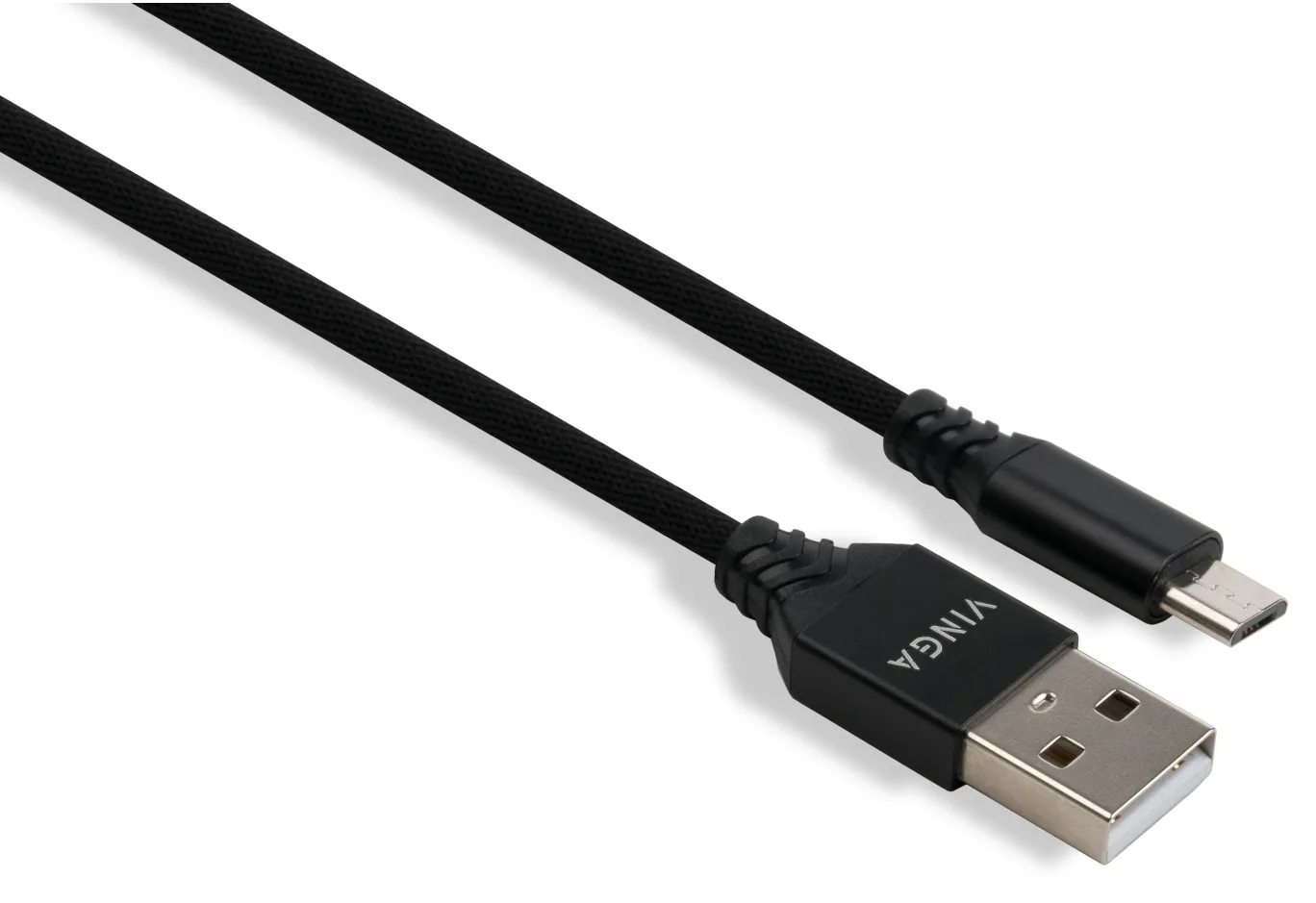 Data cable USB 2.0 AM to Micro 5P nylon 1m black Vinga (VCPDCMBN21BK)