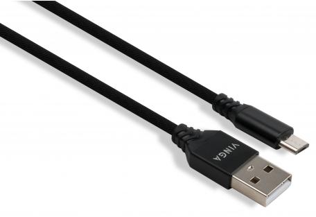 Дата кабель USB 2.0 AM to Micro 5P nylon 1m black Vinga (VCPDCMBN21BK)