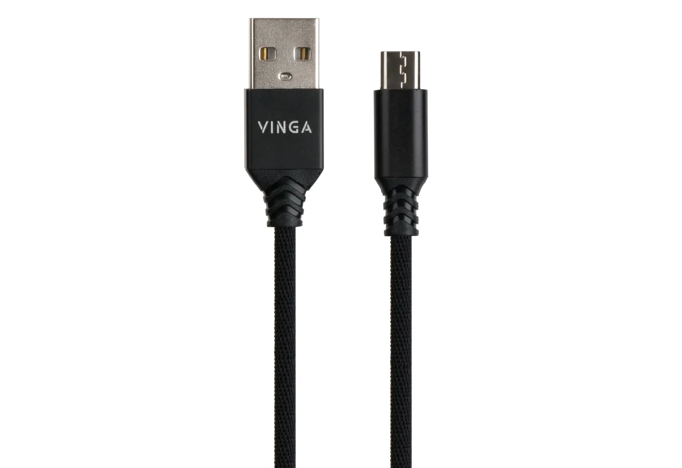 Data cable USB 2.0 AM to Micro 5P nylon 1m black Vinga (VCPDCMBN21BK)