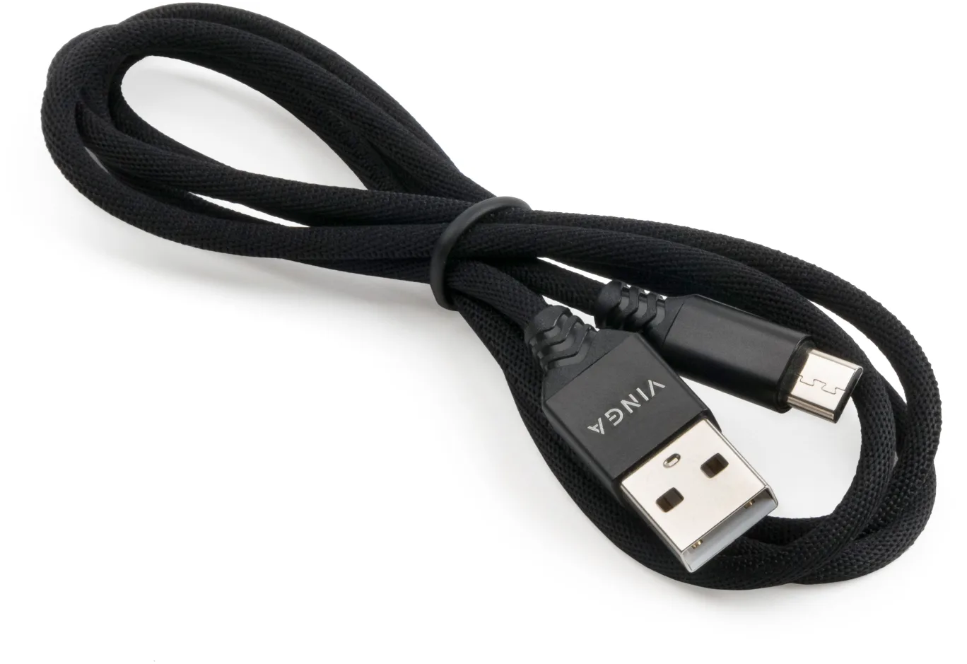 Data cable USB 2.0 AM to Micro 5P nylon 1m black Vinga (VCPDCMBN21BK)