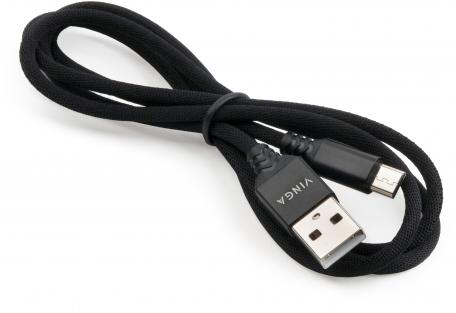 Дата кабель USB 2.0 AM to Micro 5P nylon 1m black Vinga (VCPDCMBN21BK)