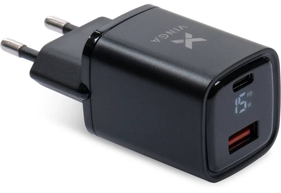 Charger Vinga USB-C PD30W + USB-A QC30W Display 33W Max (VCR30ACDB)