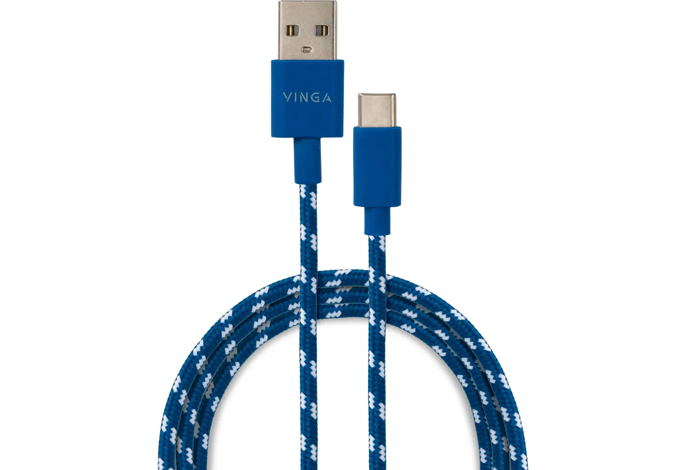 Data cable USB 2.0 AM to USB-C 1.0m 2color nylon blue Vinga (VCPDCTCNB31B)