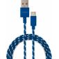Дата кабель USB 2.0 AM to USB-C 1.0m 2color nylon blue Vinga (VCPDCTCNB31B)