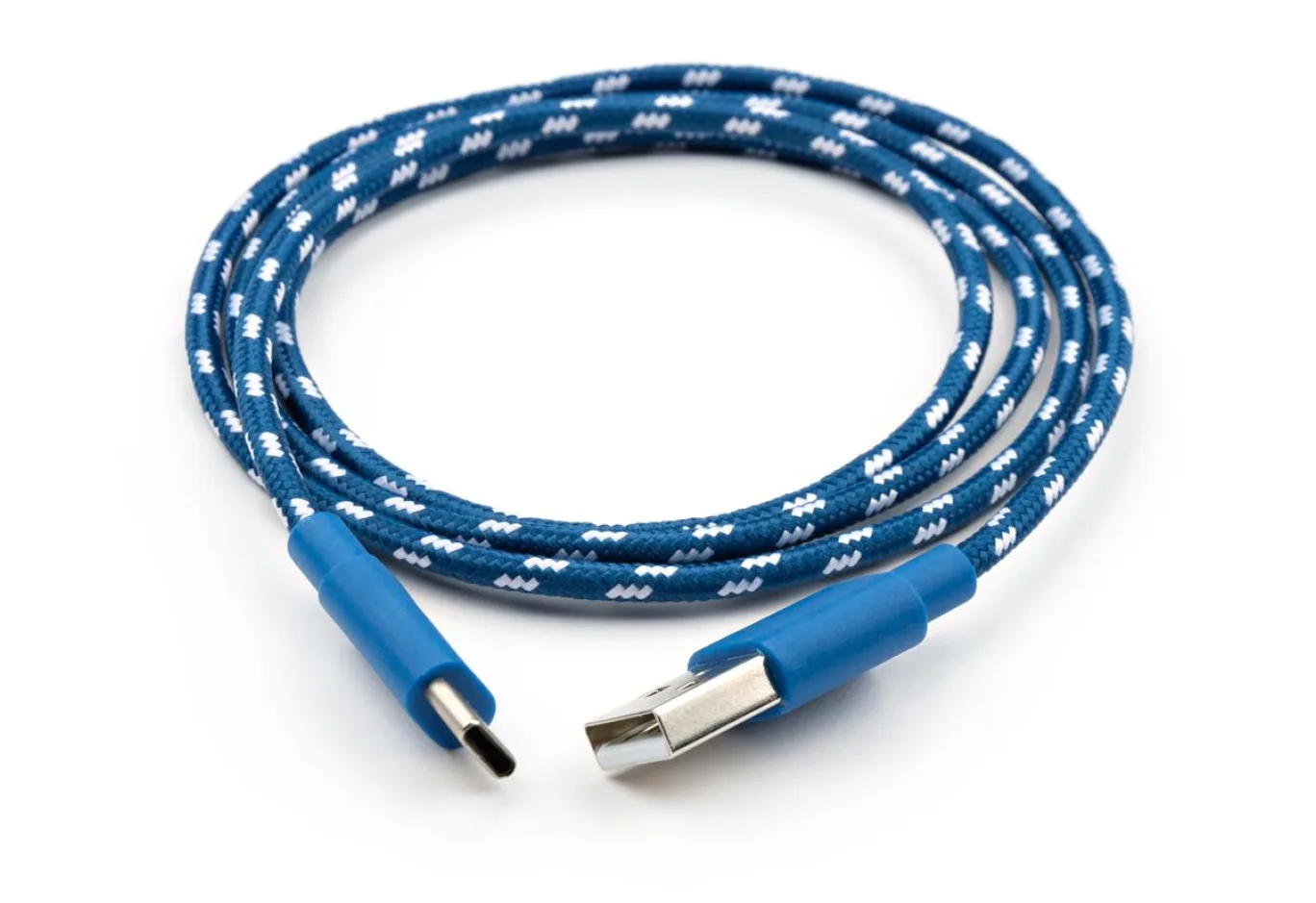 Data cable USB 2.0 AM to USB-C 1.0m 2color nylon blue Vinga (VCPDCTCNB31B)