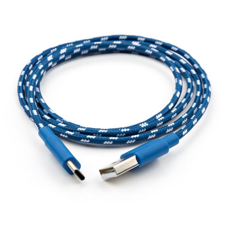 Дата кабель USB 2.0 AM to USB-C 1.0m 2color nylon blue Vinga (VCPDCTCNB31B)