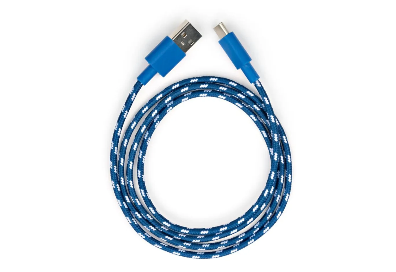 Data cable USB 2.0 AM to USB-C 1.0m 2color nylon blue Vinga (VCPDCTCNB31B)