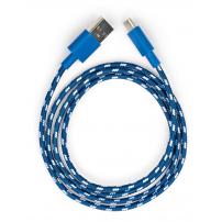Дата кабель USB 2.0 AM to USB-C 1.0m 2color nylon blue Vinga (VCPDCTCNB31B)