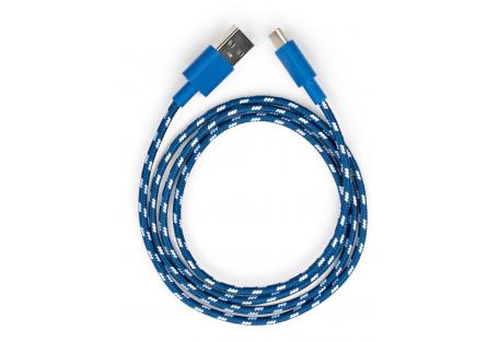 Дата кабель USB 2.0 AM to USB-C 1.0m 2color nylon blue Vinga (VCPDCTCNB31B)