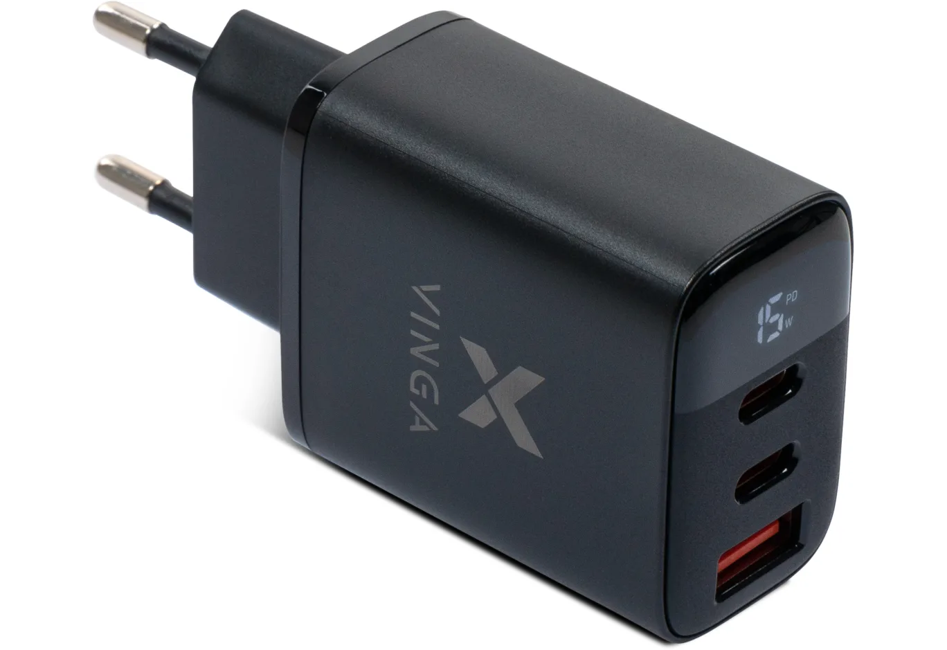 Charger Vinga 2xUSB-C PD30W + USB-A QC30W Display 30W Max (VCR30ACCDB)