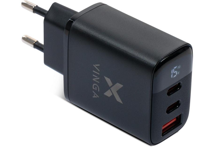 Charger Vinga 2xUSB-C PD30W + USB-A QC30W Display 30W Max (VCR30ACCDB)