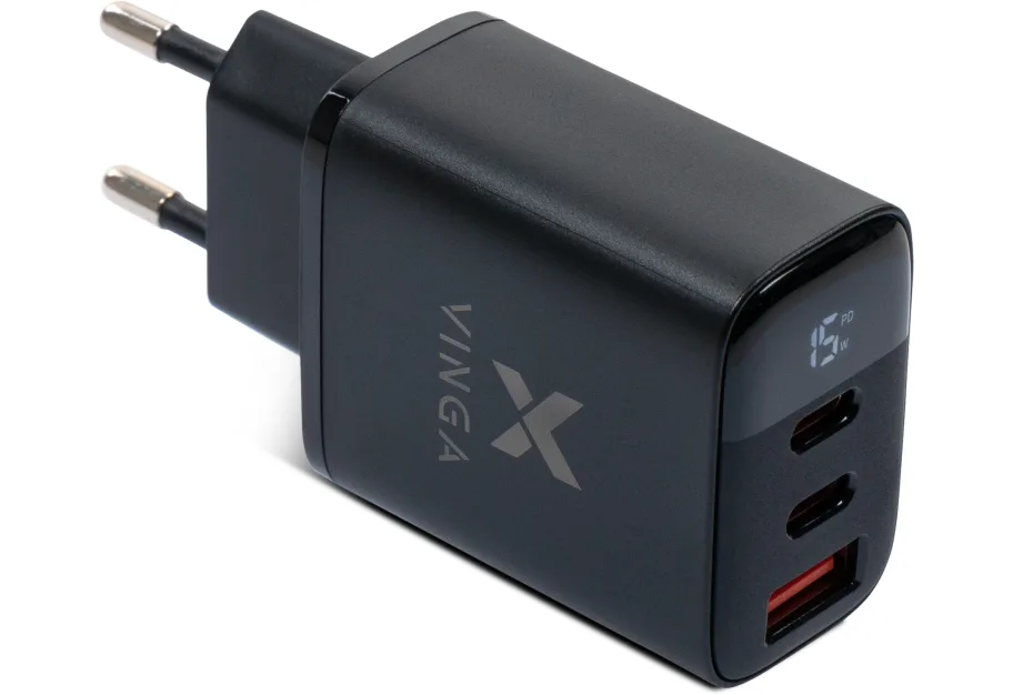 Charger Vinga 2xUSB-C PD30W + USB-A QC30W Display 30W Max (VCR30ACCDB)