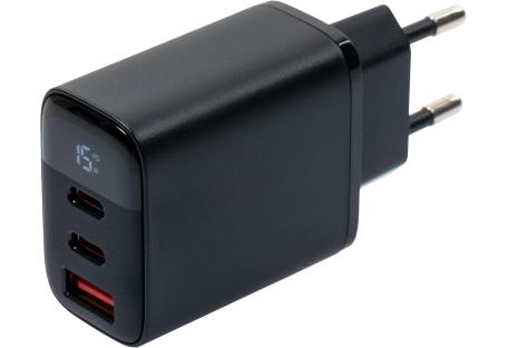 Зарядний пристрій Vinga 2xUSB-C PD30W + USB-A QC30W Display 30W Max (VCR30ACCDB)