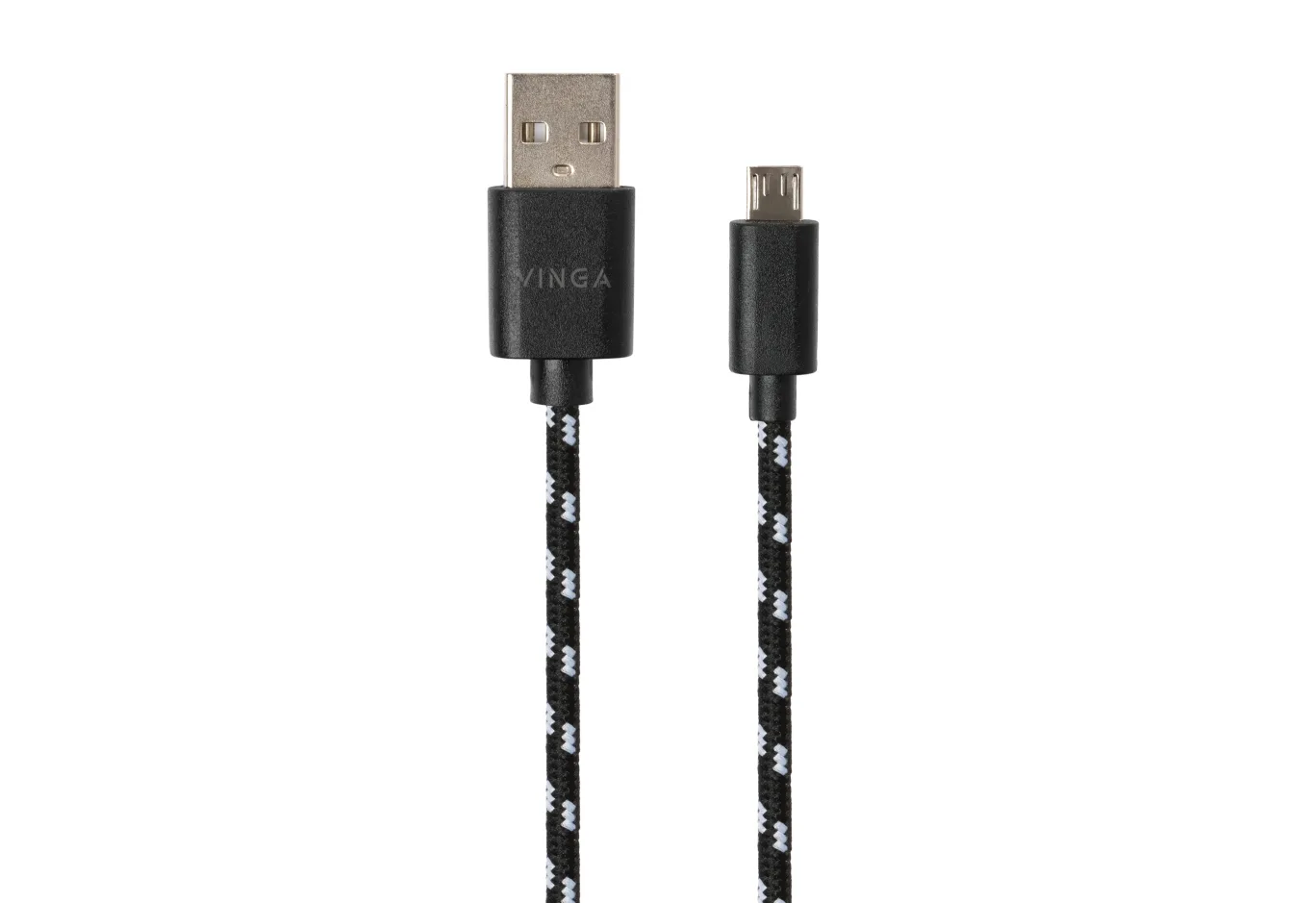 Data cable USB 2.0 AM to Micro 5P 2color nylon 1m black Vinga (VCPDCMBN31BK)