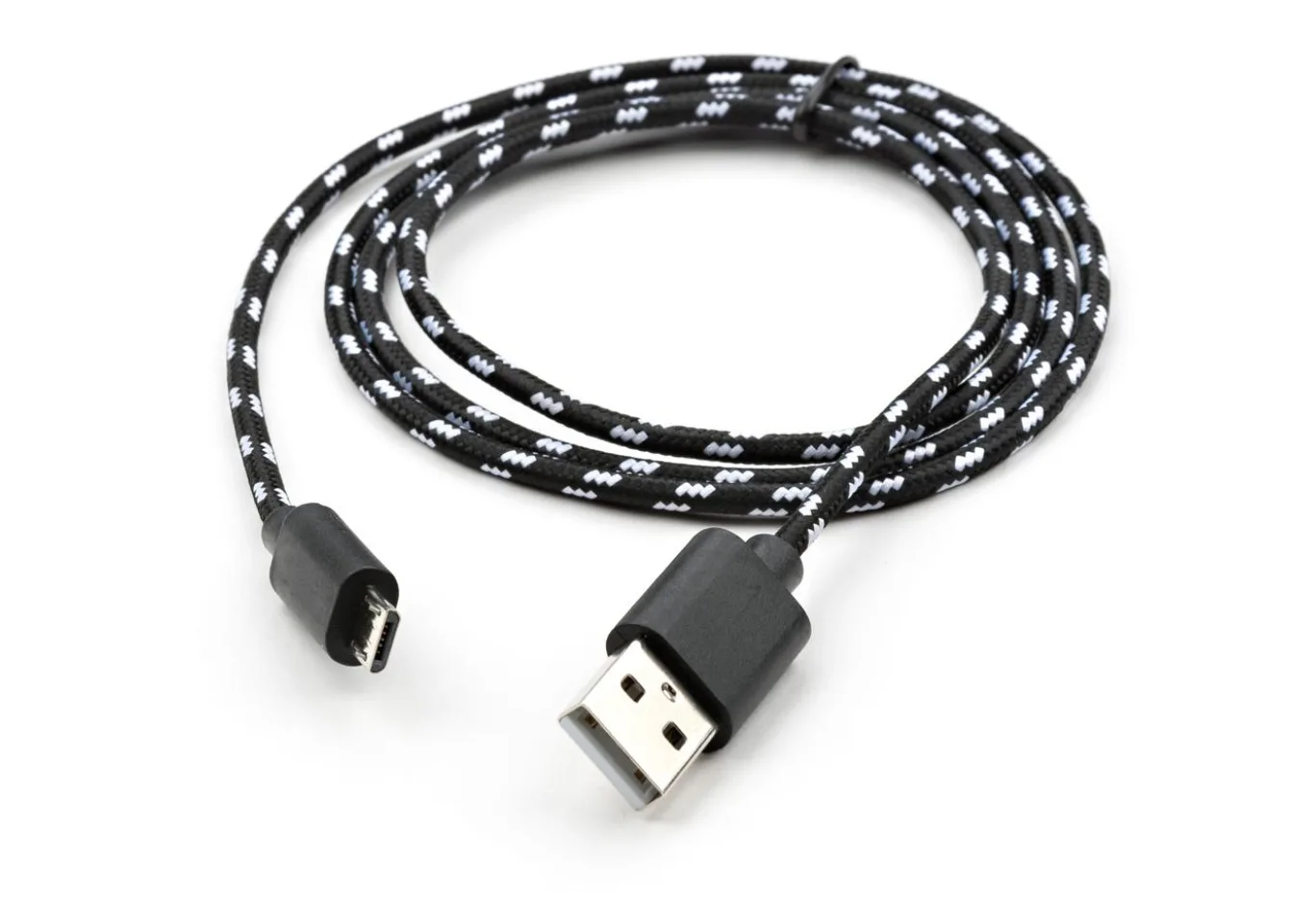 Data cable USB 2.0 AM to Micro 5P 2color nylon 1m black Vinga (VCPDCMBN31BK)