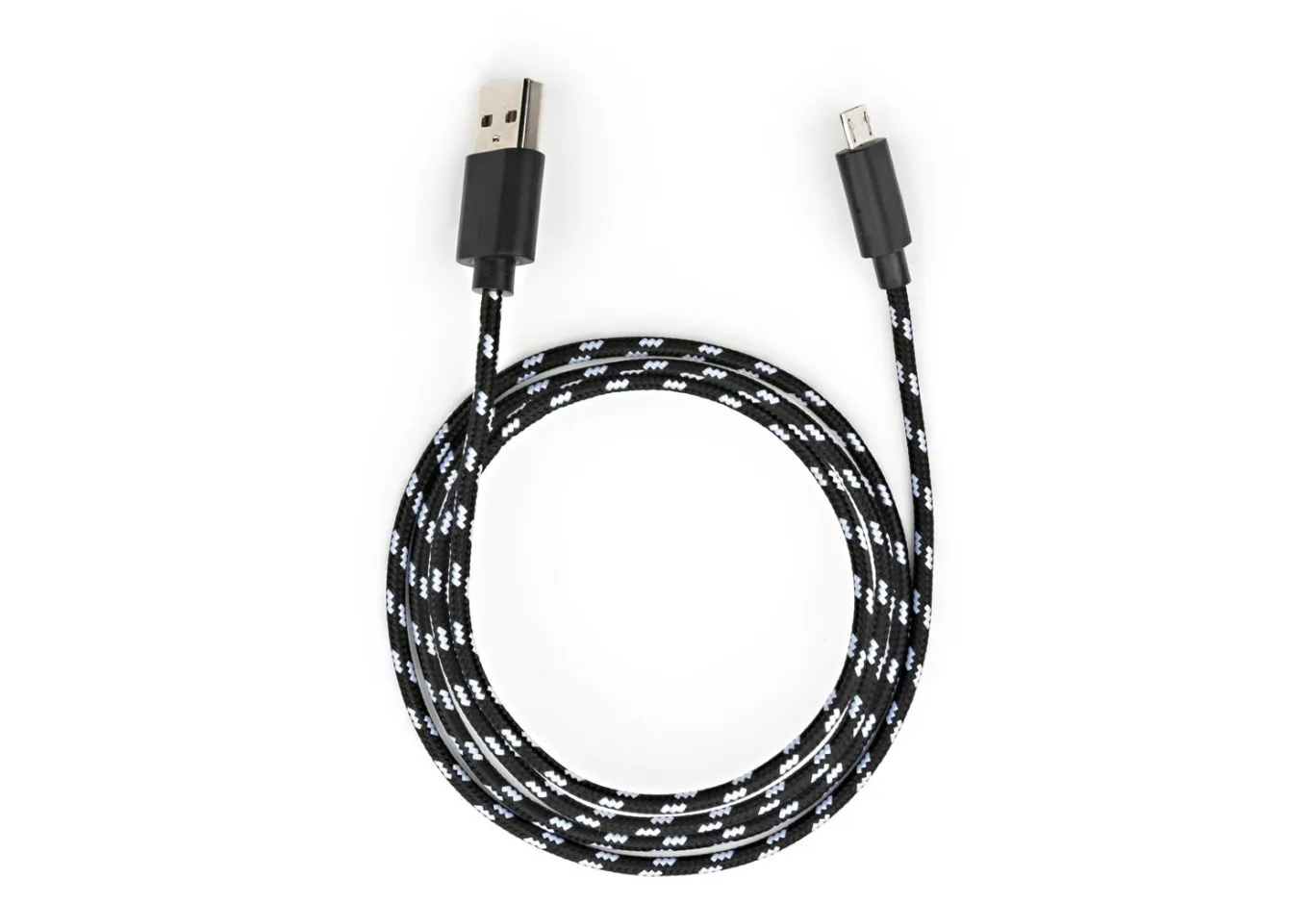 Data cable USB 2.0 AM to Micro 5P 2color nylon 1m black Vinga (VCPDCMBN31BK)