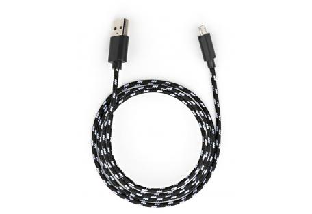 Дата кабель USB 2.0 AM to Micro 5P 2color nylon 1m black Vinga (VCPDCMBN31BK)