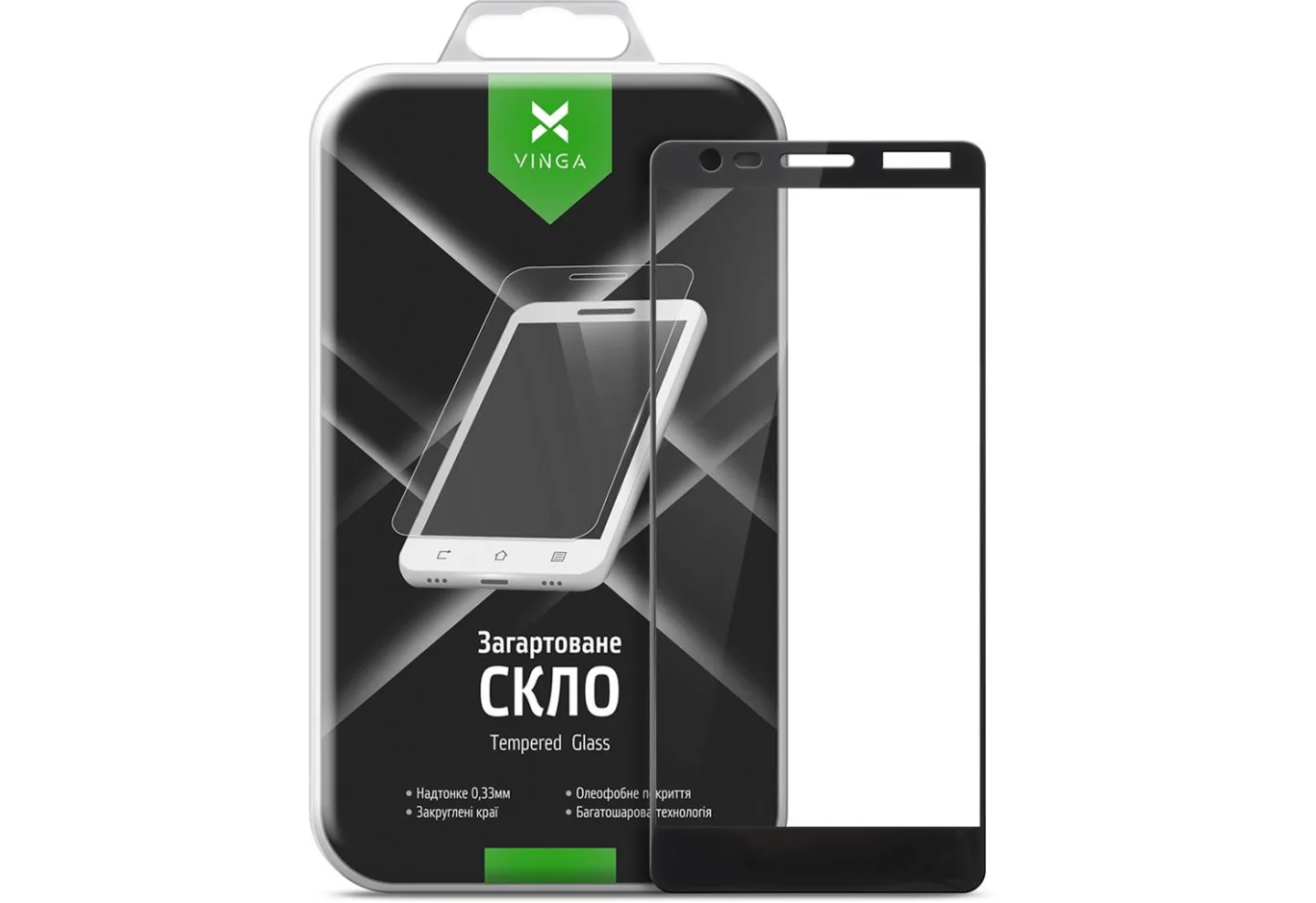 Protective glass Vinga для Nokia 3.1 Black (VTPGS-N31B)