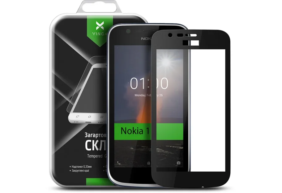 Protective glass Vinga для Nokia 1 Black (VTPGS-N1B)