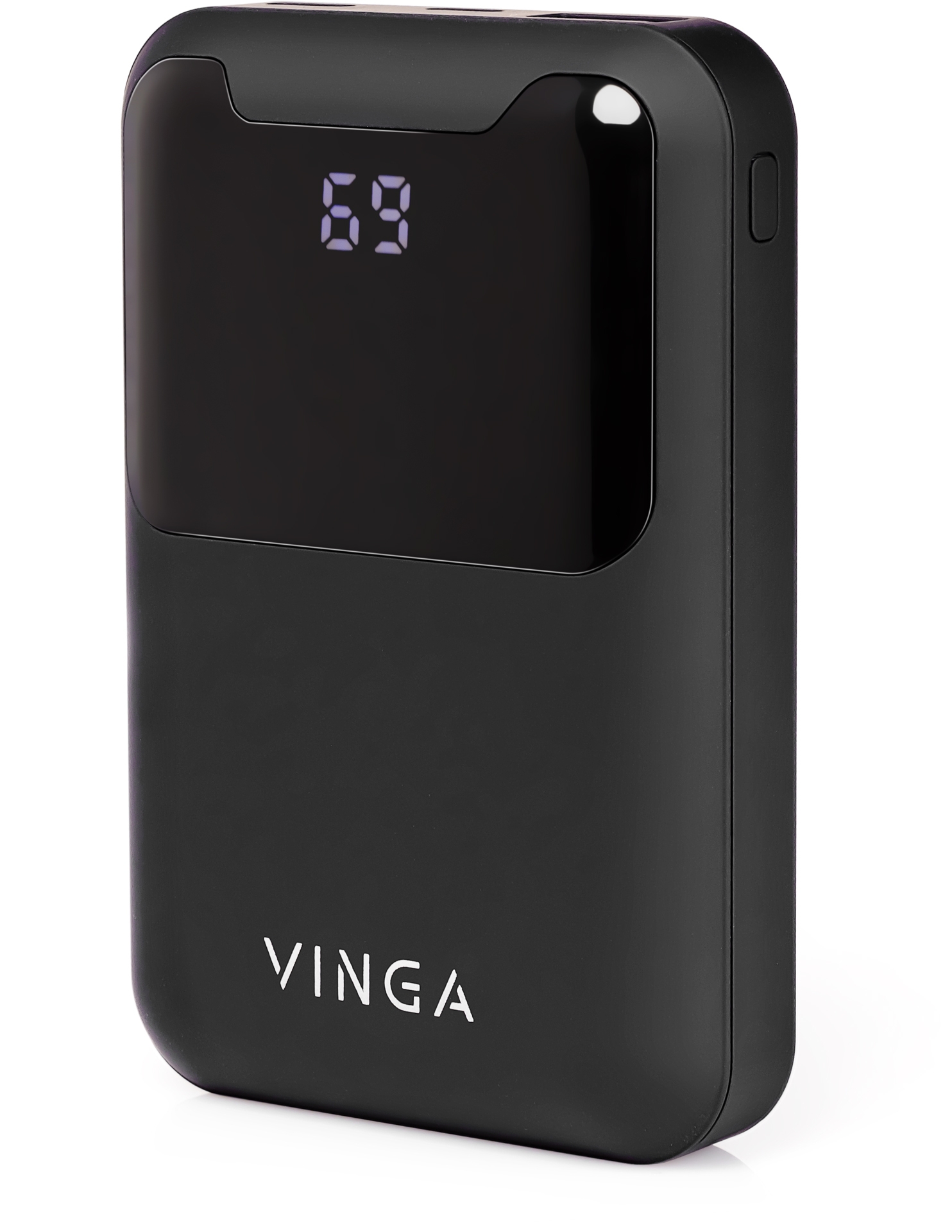 Батарея універсальна Vinga 10000 mAh Display soft touch black (BTPB0310LEDROBK)