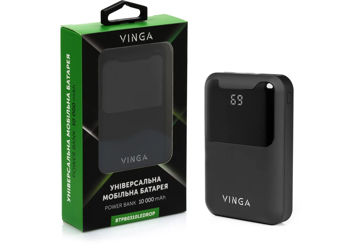 Universal Battery Vinga 10000 mAh Display soft touch black (BTPB0310LEDROBK)