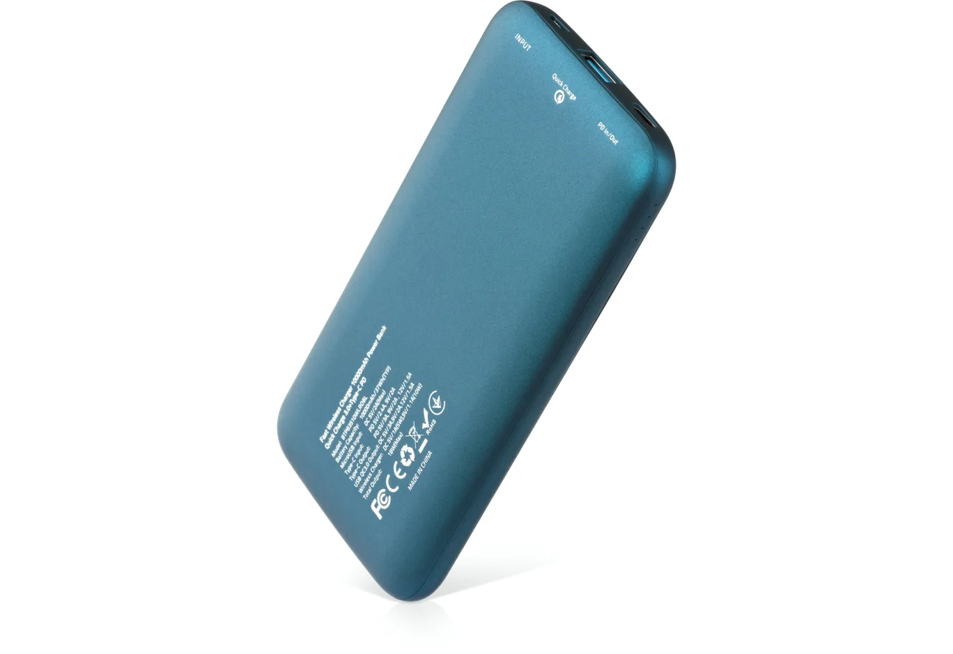 Universal Battery Vinga 10000 mAh Wireless QC3.0 PD soft touch blue (BTPB3510WLROBL)