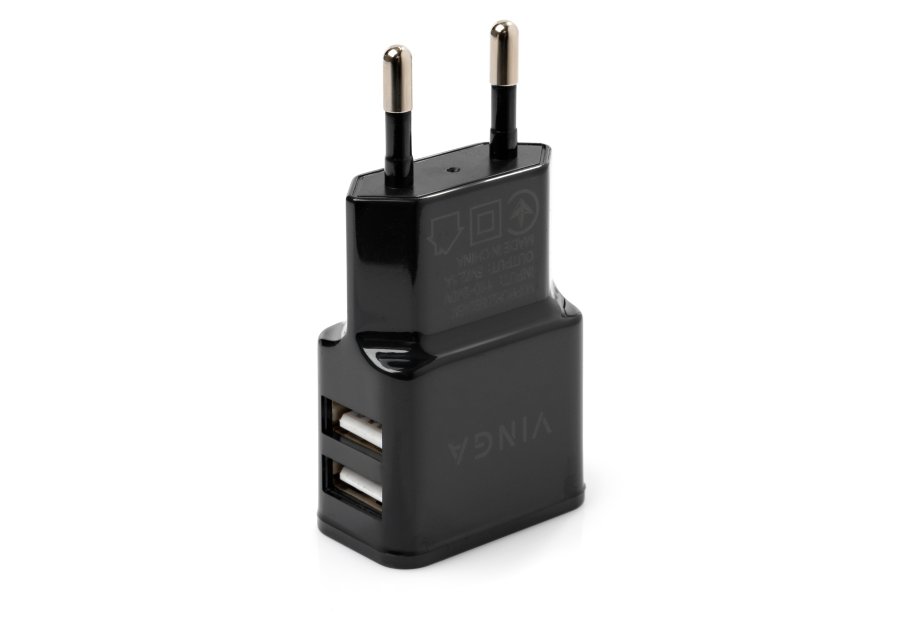 Зарядний пристрій Vinga 2 Port USB Wall Charger 2.1A (VCPWCH2USB2ABK)