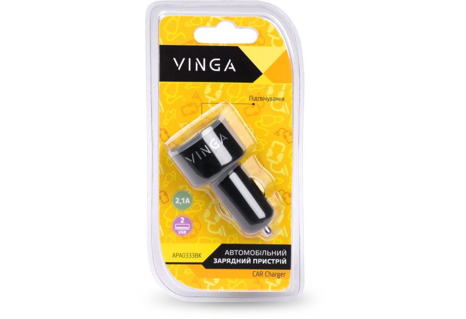 Зарядний пристрій Vinga CB 333 USB*2ports 2.1A (APA0333BK)