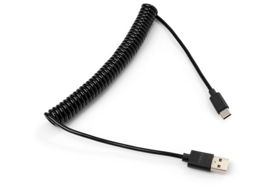 Data cable USB 2.0 AM to USB-C 1.8m Spring black Vinga (VCPDCTCS1.8BK)